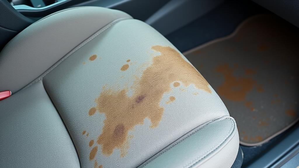 Interni auto prima della pulizia, macchiati