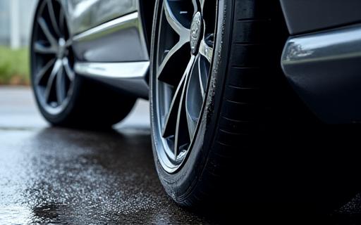 Auto pulita con focus sulle ruote brillanti